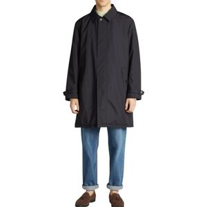 Banana Republic Sz L Car Coat Men’s Mid Length Navy Zip & Snap Repairable Flaws